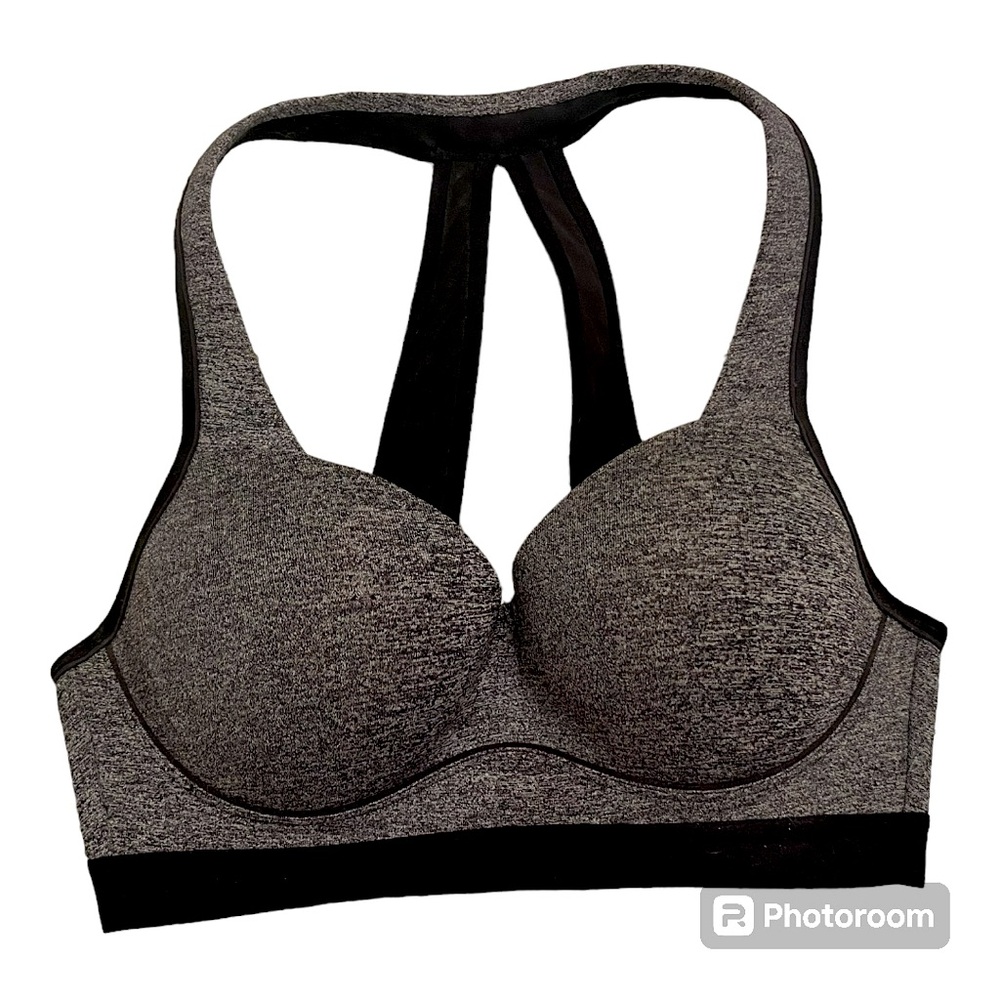 Victorias Secret Sport 34 C sports bra workout top grey black
